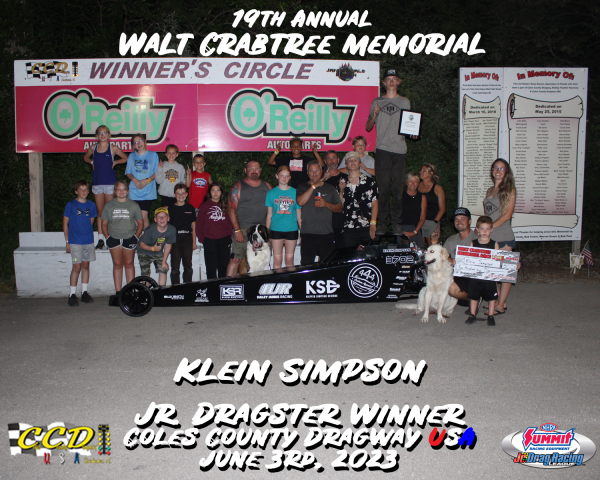 Klein Simpson Jr. Dragster Winner June 3, 2023
