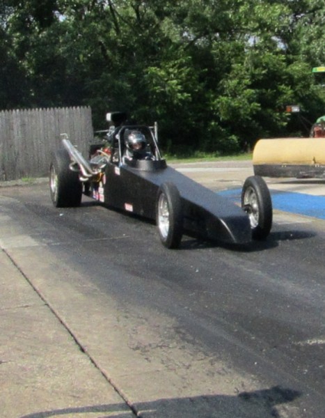 Gerald in his later years driving a Dragster
